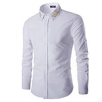 Men\'s Casual/Daily Simple Spring / Fall ShirtSolid Stand Long Sleeve Blue / White / Black Cotton Medium