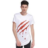 Men\'s Going out Casual/Daily Club Simple Street chic Active T-shirt, Print Round Neck Short Sleeve Cotton Polyester