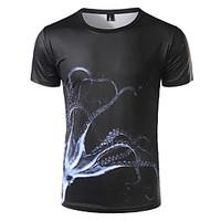Men\'s Going out Casual/Daily Beach Simple Active Spring Summer T-shirt, Print Round Neck Short Sleeve Polyester Medium