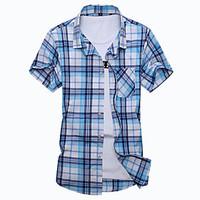Men\'s New Fashion Plaid Casual Slim Fit Plus Size 7XL Short Sleeve Shirt/ Cotton /Polyester/Work/Plus Size