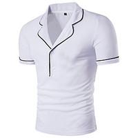 Men\'s Casual/Daily Street chic Polo, Striped Shirt Collar Short Sleeve Polyester