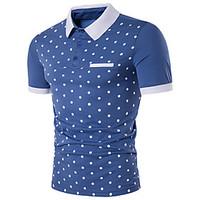 Men\'s Casual/Daily Street chic Polo, Striped Shirt Collar Short Sleeve Polyester