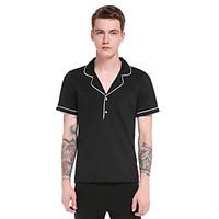 Men\'s Casual/Daily Street chic Polo, Striped Shirt Collar Short Sleeve Polyester