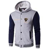 Men\'s Plus Size Casual/Daily Active Simple Hoodie Jacket Color Block Fleece Lining Micro-elastic Cotton Long Sleeve Fall Winter