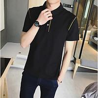 mens casualdaily simple t shirt solid stand short sleeve cotton