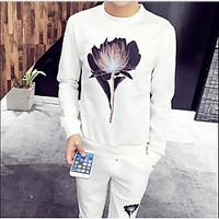 mens casualdaily sweatshirt solid round neck strenchy cotton long slee ...