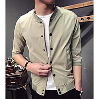 mens casualdaily simple spring jacket solid round neck long sleeve reg ...