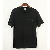 mens daily simple t shirt solid round neck short sleeve linen