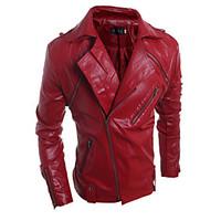Men\'s Fashion Personality Detachable Large Lapel Slim Fit Leather Jacket