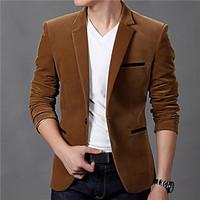 Men\'s Casual/Daily / Plus Size Vintage Fall / Winter Blazer, Solid Notch Lapel Long Sleeve Blue / Red / Brown Cotton
