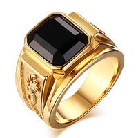 Men\'s Fashion 316L Titanium Steel Personality Vintage Gold Plating Onyx Jewel Agate Rings Casual/Daily 1pc