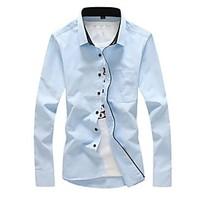 mens solid casual work plus sizes shirt cotton long sleeve blue white