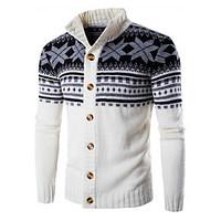 Men\'s Casual/Daily Sports Regular Cardigan, Color Block Long Sleeve Cotton Fall Winter