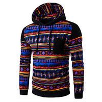 mens print color block casual sport hoodiecotton long sleeve black gra ...