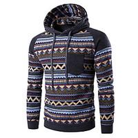 Men\'s Print / Color Block Casual / Sport HoodieCotton Long Sleeve Black / Blue / Gray