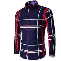 mens casualdaily simple spring fall shirtsolid patchwork shirt collar  ...