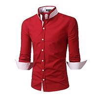 mens casualdaily simple all seasons shirtsolid standing collar long sl ...