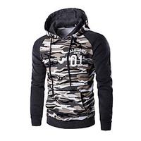 Men\'s Camouflage Casual / Sport Hoodie Sweatshirt, Cotton Long Sleeve Brown / Gray