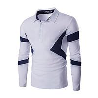 Men\'s Long Sleeve Polo, Cotton Casual / Sport Color Block