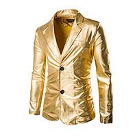 Men\'s Solid Work / Formal Blazer, Cotton Long Sleeve Black / Gold / Silver