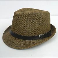 Men Casual Summer Straw Fedora Hat