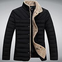 mens long padded coat cotton polyester solid long sleeve