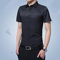 mens casualdaily simple shirt solid shirt collar short sleeve cotton