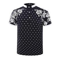 Men\'s Going out Casual/Daily Simple Street chic Active Summer Polo, Solid Polka Dot Galaxy Crew Neck Short Sleeve Cotton Rayon Thin