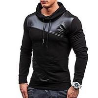 mens casualdaily simple fall t shirt solid hooded long sleeve cotton