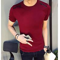 mens casualdaily simple t shirt solid round neck short sleeve cotton