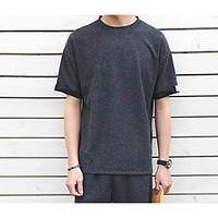 mens going out vintage t shirt solid round neck short sleeve cotton