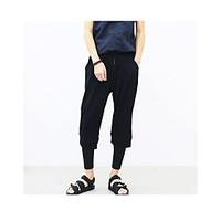 mens mid rise micro elastic chinos pants simple harem solid