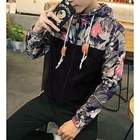 mens casualdaily simple active jackets floral hooded long sleeve fall  ...