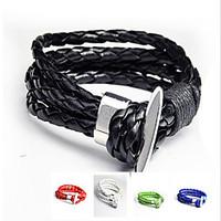 Men\'s Multicolor Multilayer Leather Weave Bracelet