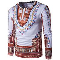 Men\'s Casual/Daily Street chic T-shirt, Geometric Round Neck Short Sleeve Polyester
