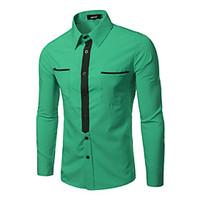 mens casualdaily simple shirt color block shirt collar long sleeve pol ...