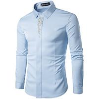 Men\'s Casual/Daily Street chic Shirt, Geometric Shirt Collar Long Sleeve Polyester