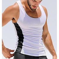 Men\'s Casual/Daily Active All Seasons Tank Top, Color Block Deep U Sleeveless Nylon Thin