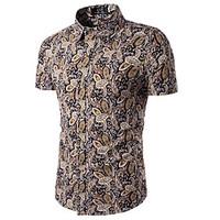 mens fashion casual personality printing short sleeve shirt