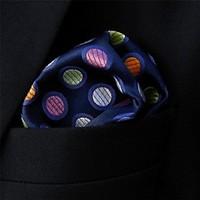 mens pocket squaregeometrical navy blue 100 silk business multicolor