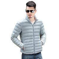 mens regular down coat polyester solid long sleeve