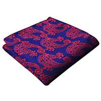 Mens Pocket Square Navy Blue Crimson Paisley 100% Silk New Business Fashion For Men