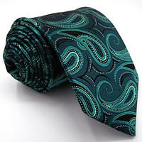 Men\'s Paisley Green Tie 100% Silk Business Dress Casual Long