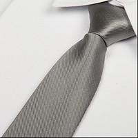 Men Silver White Polyester Silk Arrow Jacquard Twill Tie Necktie