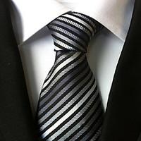 Men Wedding Cocktail Necktie At Work Black White Colors Tie