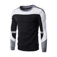Men\'s Casual/Daily Sports Sweatshirt Color Block Round Neck Micro-elastic Cotton Polyester Long Sleeve Fall Winter