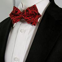 mens casual plain red pre tied ajustable wedding silk blend fashion bo ...