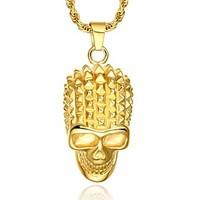 Men\'s Pendant Necklaces Statement Necklaces Pendants Gold Plated Skull / Skeleton Punk Statement Jewelry Gold Jewelry Party Daily Casual