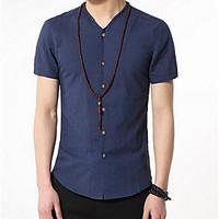 mens going out work simple cute summer shirt solid shirt collar short  ...