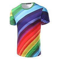 Men\'s Casual/Daily Beach Holiday Simple T-shirt, Print Round Neck Short Sleeve Multi-color Cotton